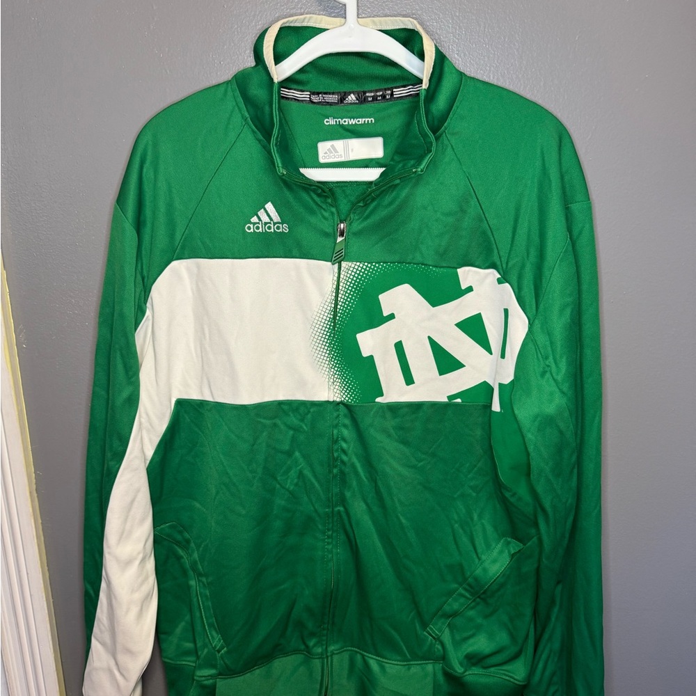 Notre Dame Fighting Irish Mens Adidas Climawarm Full Zip Track Jacket Green MED